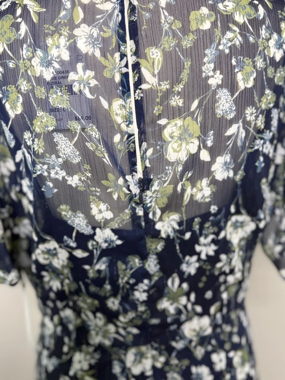 NWT ASTR the Label Flutter Sleeve Maxi Dress Blue Green Floral Size L - Picture 12 of 12